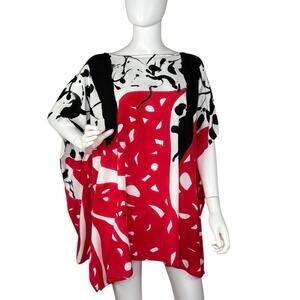 Sylca Blouse Top Hand Painted Splatter Black Red White